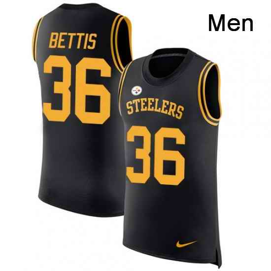 Mens Nike Pittsburgh Steelers 36 Jerome Bettis Limited Black Rush Player Name Number Tank Top NFL Jersey